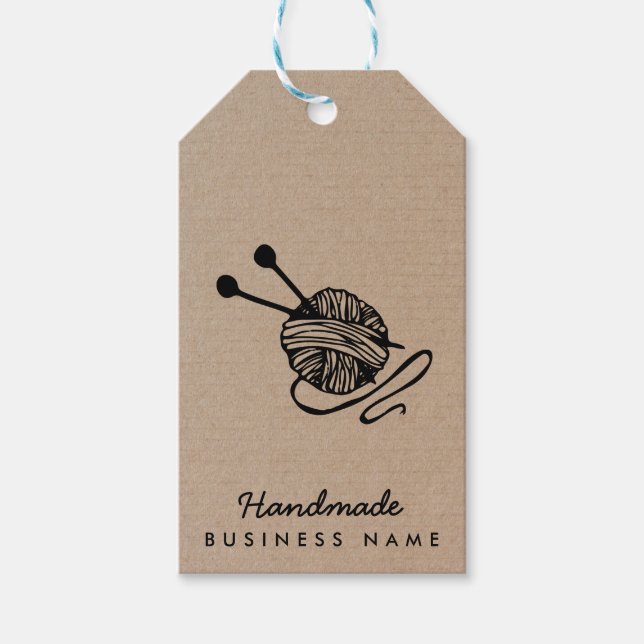 Handgjorda hantverk moderna stickning kraftpapper  presentetikett (Framsidan)