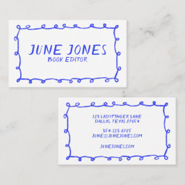 Handgjorda luckor Doodle Whimsical Inky Periwinkle Visitkort