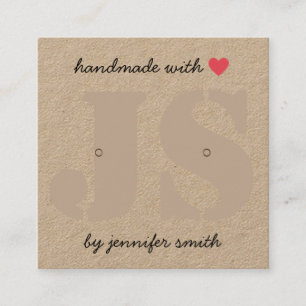 Handgjorda med Heart Earrings Studs Visning Card Fyrkantigt Visitkort