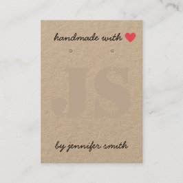 Handgjorda med Heart Earrings Visning Card Holger Visitkort