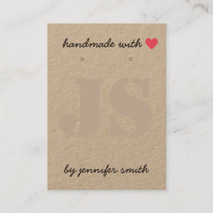 Handgjorda med Heart Earrings Visning Card Holger Visitkort