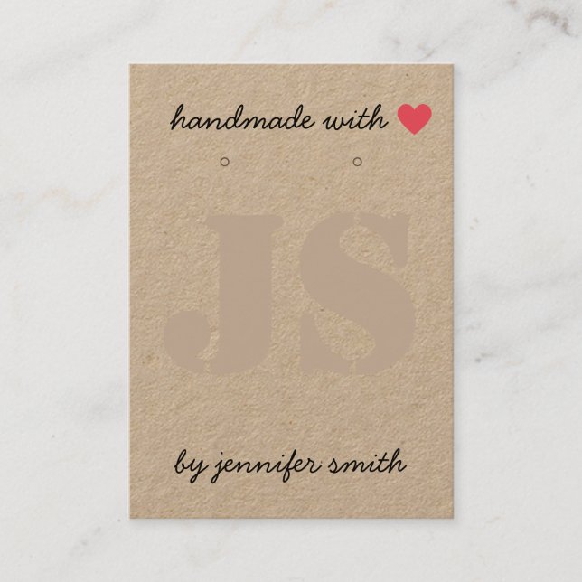 Handgjorda med Heart Earrings Visning Card Holger Visitkort (Framsida)