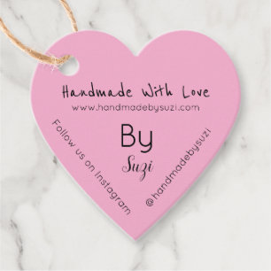 Handgjorda med Kärlek av Suzi Heart Rosa Prisa Mär Gåvor Etiketter