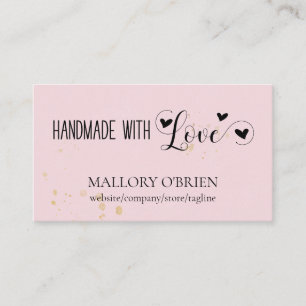 Handgjorda med Kärlek Heart Calligraphy Rosa och Visitkort