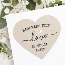 Handgjorda med kärlek-hjärtan, brun mocha i namn l