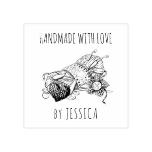 Handgjorda med Kärlek Knitting och Crochet Yarn Stämpel