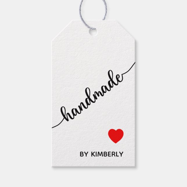 Handgjorda med kärlek minimalistiska presentetiket presentetikett (Framsidan)