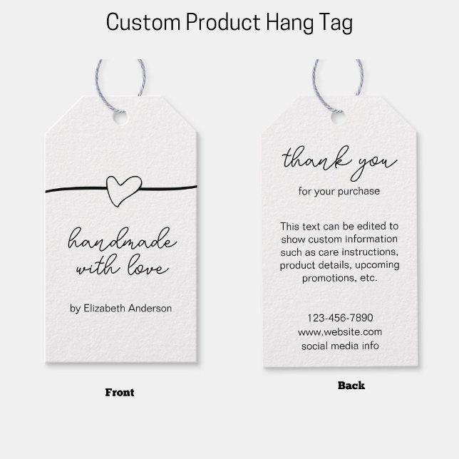 Handgjorda med Kärlek Namn Heart Tack-Märkre Presentetikett (Skapare uppladdad)
