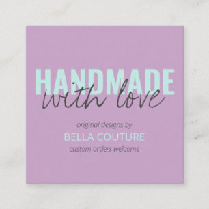Handgjorda med Kärlek-omvänd typografi Lilac Fyrkantigt Visitkort