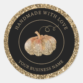 Handgjorda med Kärlek Pumpkin Runt Klistermärke