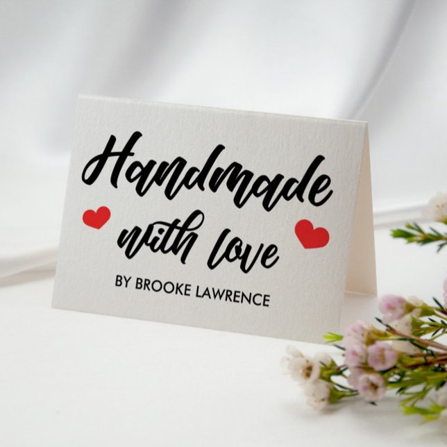 Handgjorda med Kärlek Red Hearts - Skötselinstrukt Visitkort (Skapare uppladdad)