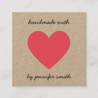 Handgjorda med Red Heart Earring Studs Visning Car Fyrkantigt Visitkort