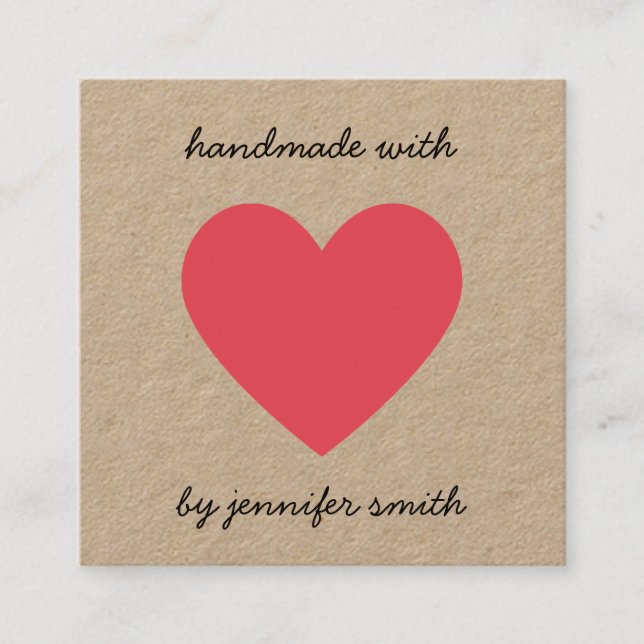 Handgjorda med Red Heart Earring Studs Visning Car Fyrkantigt Visitkort (Framsida)