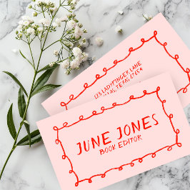 Handgjorda slingor Doodle Whimsical Inky Chic Red  Visitkort