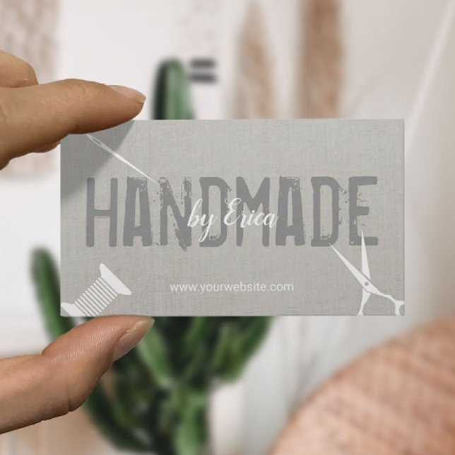 Handgjorda sybåtar Elegant Silver Linen Visitkort (Skapare uppladdad)
