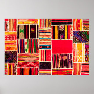 Handgjorda turkiska mattlappar. Arbetsyta för lapp Poster