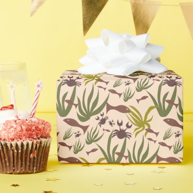 Handgjorda unika mardrömsfiskar och krabbor presentpapper (Födelsedagsfest)