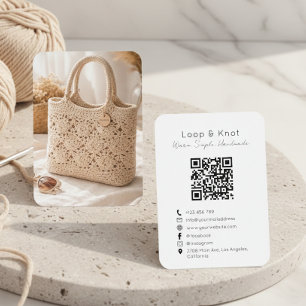 Handgjorda Virkade Affärskort Minimal QR-kod Visitkort