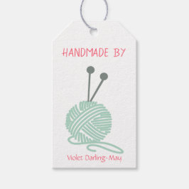 Handgjort av - Knitting-garn och tvättinstruktione Presentetikett