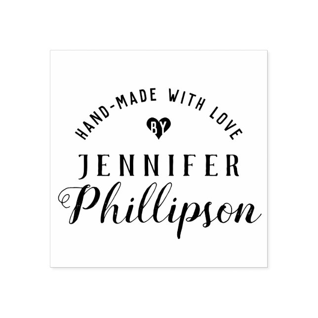 "Handgjort av" Rustic Craft-Namnteckning Stämpel (Tryck)