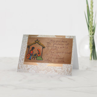 Handgjort julkort på trä och blandade media helgkort