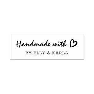 Handgjort med Kärlek Script Heart Business Självfärgande Stämpel
