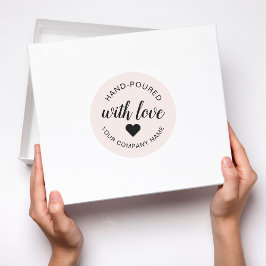 "Handgjuten" Ljus med Kärlek  Runt Klistermärke