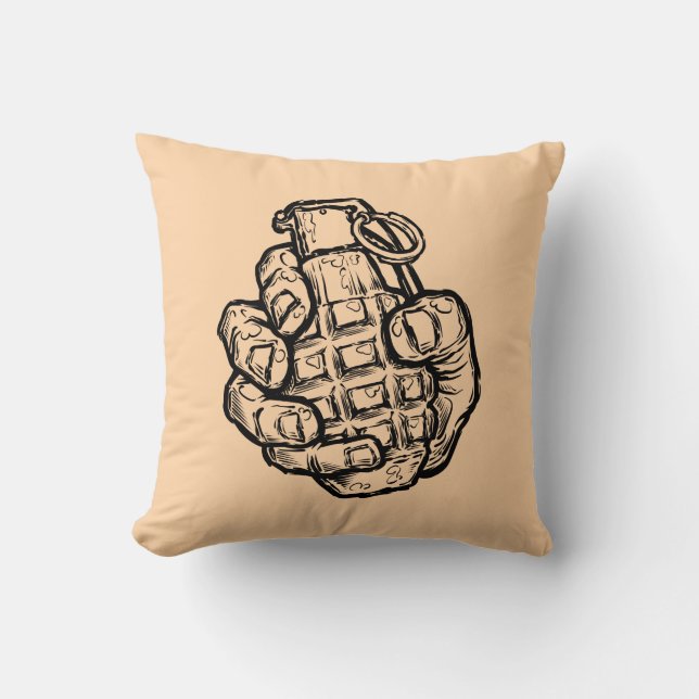 Handgrenad i Tecknad Stil Kudde (Framsida)