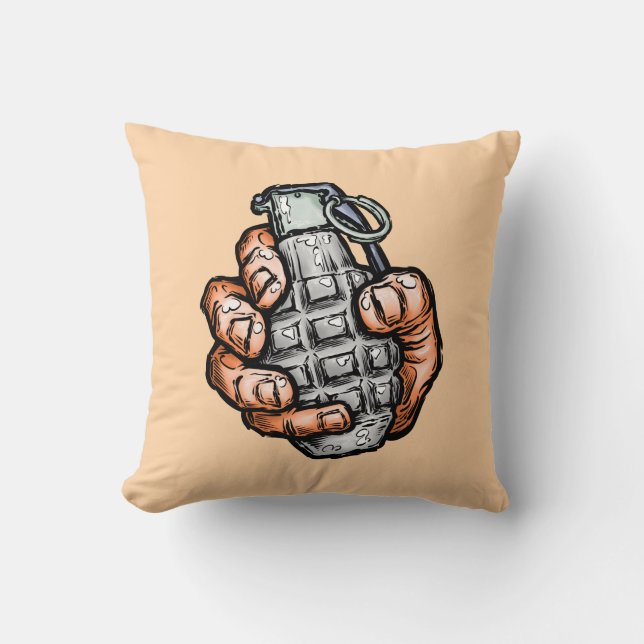 Handgrenad i Tecknad Stil Kudde (Framsida)