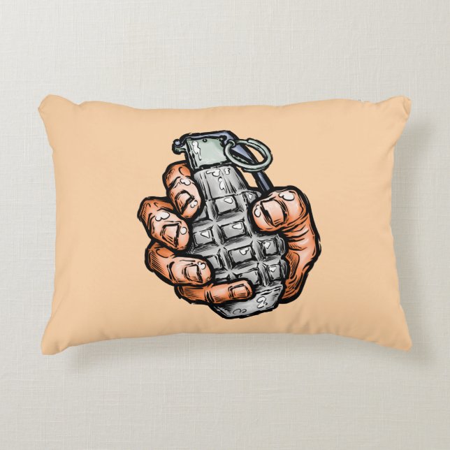 Handgrenad i Tecknad Stil Prydnadskudde (Framsidan)