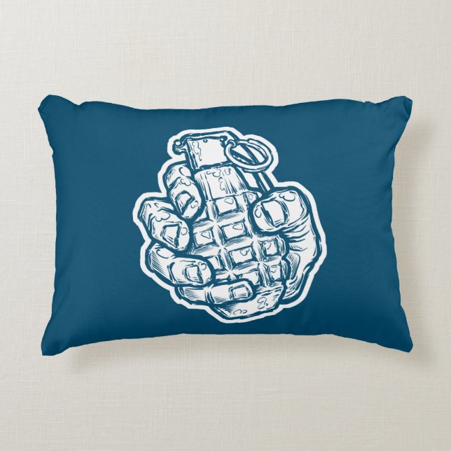 Handgrenad i Tecknad Stil Prydnadskudde (Framsidan)