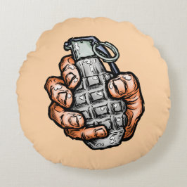 Handgrenad i Tecknad Stil Rund Kudde