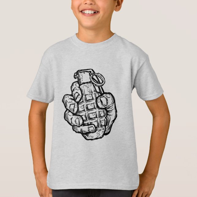 Handgrenad i Tecknad Stil T Shirt (Framsida)