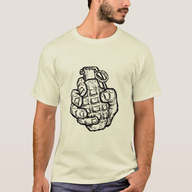 Handgrenad i Tecknad Stil T Shirt (Framsida)