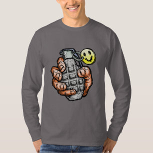 Handgrenad med Lycklig Ansikte, Tecknad Stil T Shirt