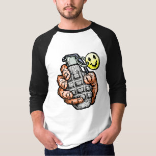 Handgrenad med Lycklig Ansikte, Tecknad Stil T Shirt