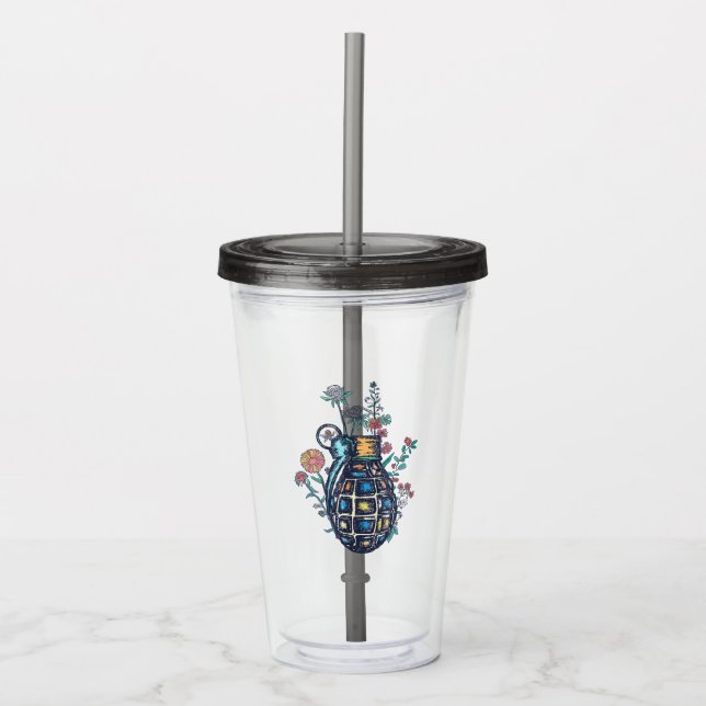 Handgrenade Vas i blommor Take Away Mugg (Framsida)