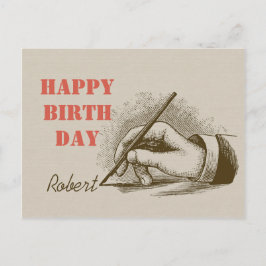 Handhand med fontän-penna CC0820 Birthday Vykort