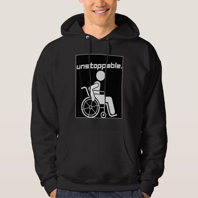 Handicap Disabled Person Graphic Motivation Unstop Hoodie (Framsida)