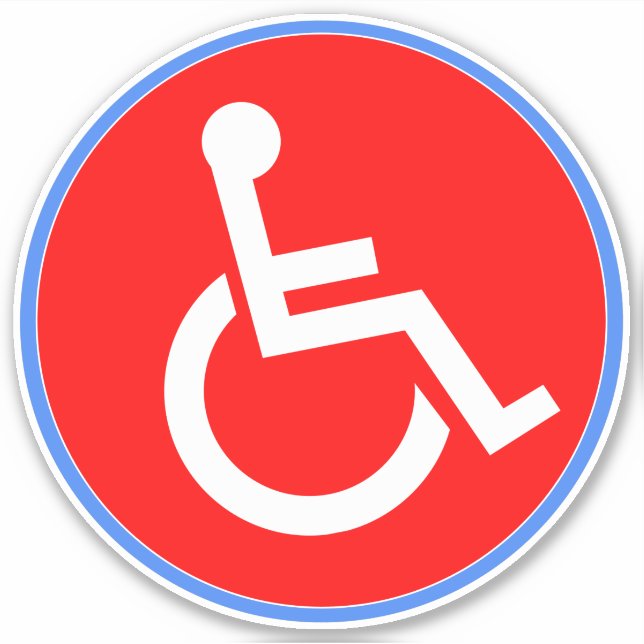 Handicap Wheelboard-tecken - Red Disabled Klistermärken (Framsida)