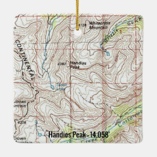 Handies Peak Fourteener Topo Julgransprydnad Keramik
