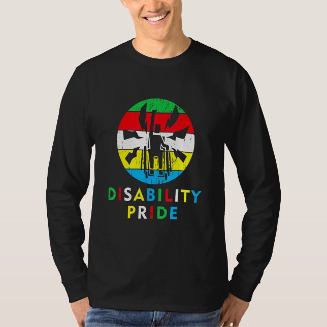 Handikapp Stolt Flagg Juli Supporter Funktionshind T Shirt (Framsida)