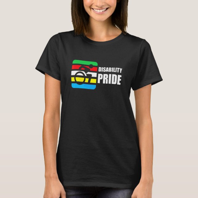 Handikapp Stolt Flagg Juli Supporter Funktionshind T Shirt (Framsida)