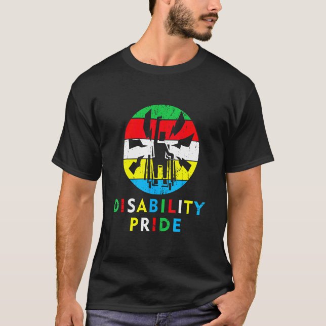 Handikapp Stolt Flagg Juli Supporter Funktionshind T Shirt (Framsida)
