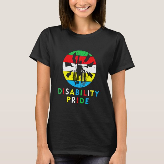 Handikapp Stolt Flagg Juli Supporter Funktionshind T Shirt (Framsida)
