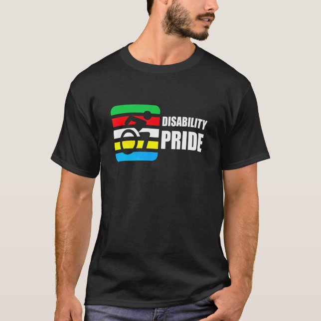 Handikapp Stolt Flagg Juli Supporter Funktionshind T Shirt (Framsida)