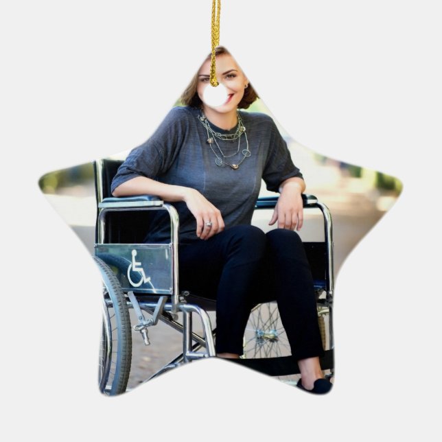 Handikappad Foto Anpassa Personalisera Julgransprydnad Keramik (Framsidan)
