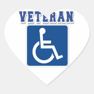 Handikappade Veteran Hjärtformat Klistermärke