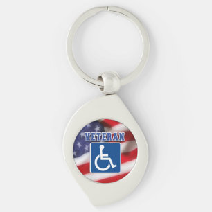 Handikappade Veteran USA Swirl Silverfärgad Nyckelring