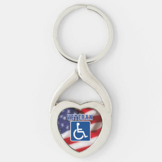 Handikappade Veteran USA Twisted Heart Silverfärgad Nyckelring